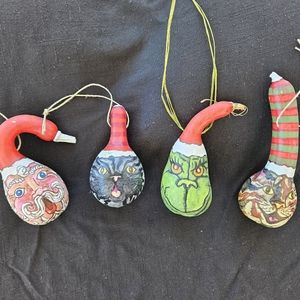 Vintage Hand Painted Gourd Christmas Ornaments